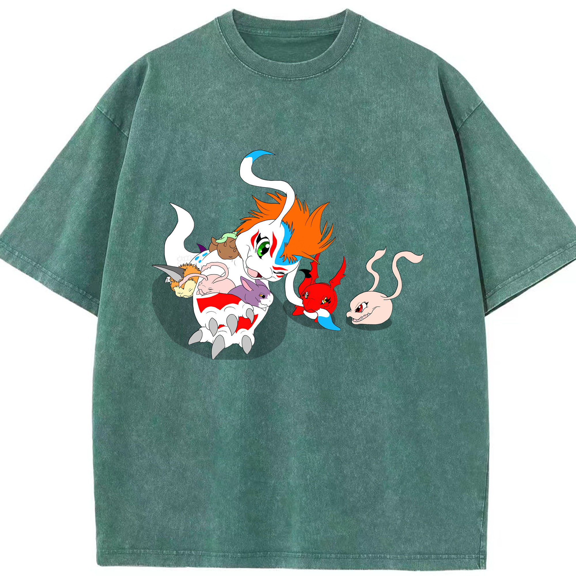 （画像用） Digimon デジタルモンスター/デジモン 綿100% ヴィンテージ風 半袖Tシャツ（フロントプリント）